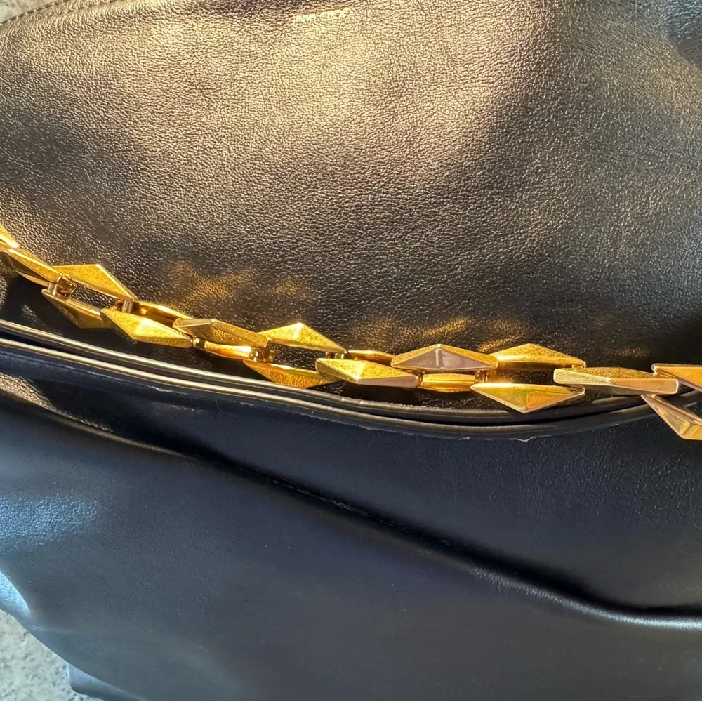 Jimmy Choo Black Hobo Bag with Gold Chain